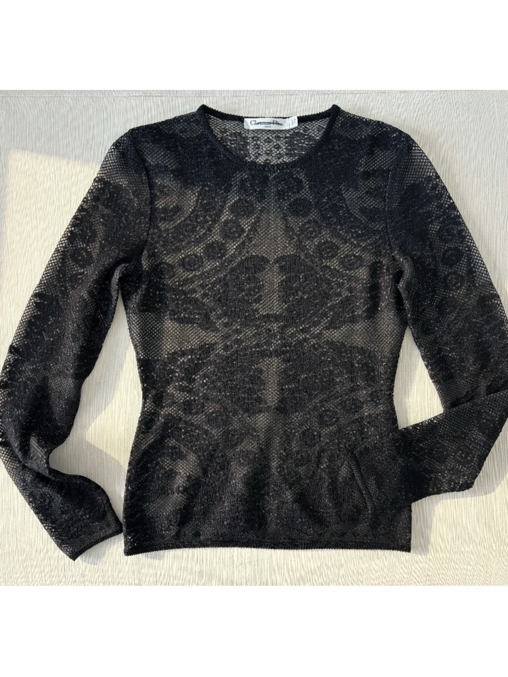 Vintage Christian Dior Galliano Y2K Sheer Lace Top S